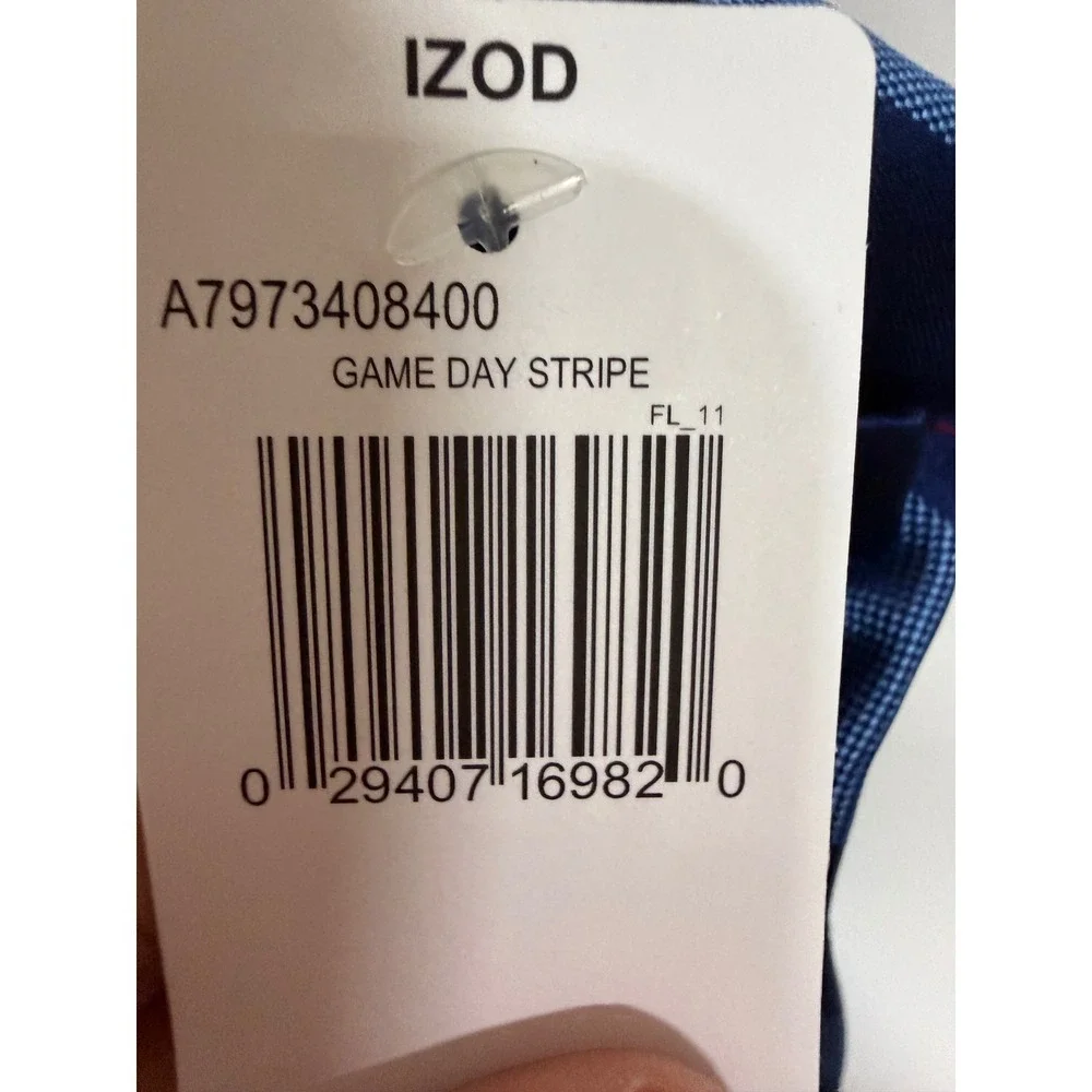 IZOD Men's Tie Blue Stripe Game Day Classic Necktie Silk Blend Preppy Business